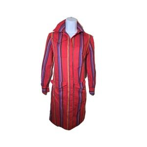 Vintage 70s Sears Junior Bazaar Dress Sz 5P Collar Shirt Dress Tunic Red Striped